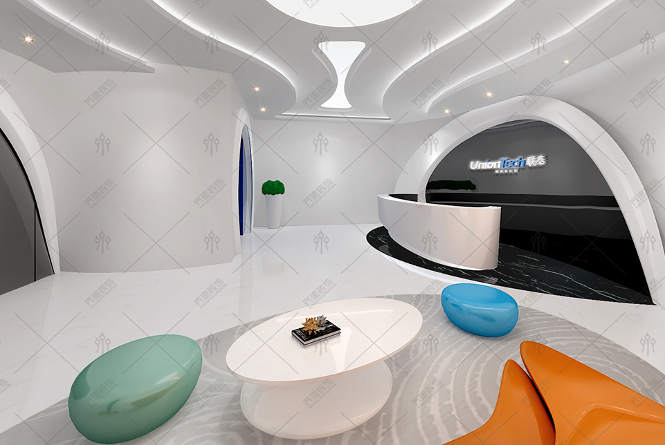 上海聯(lián)泰科技辦公室前臺裝修設(shè)計效果圖2